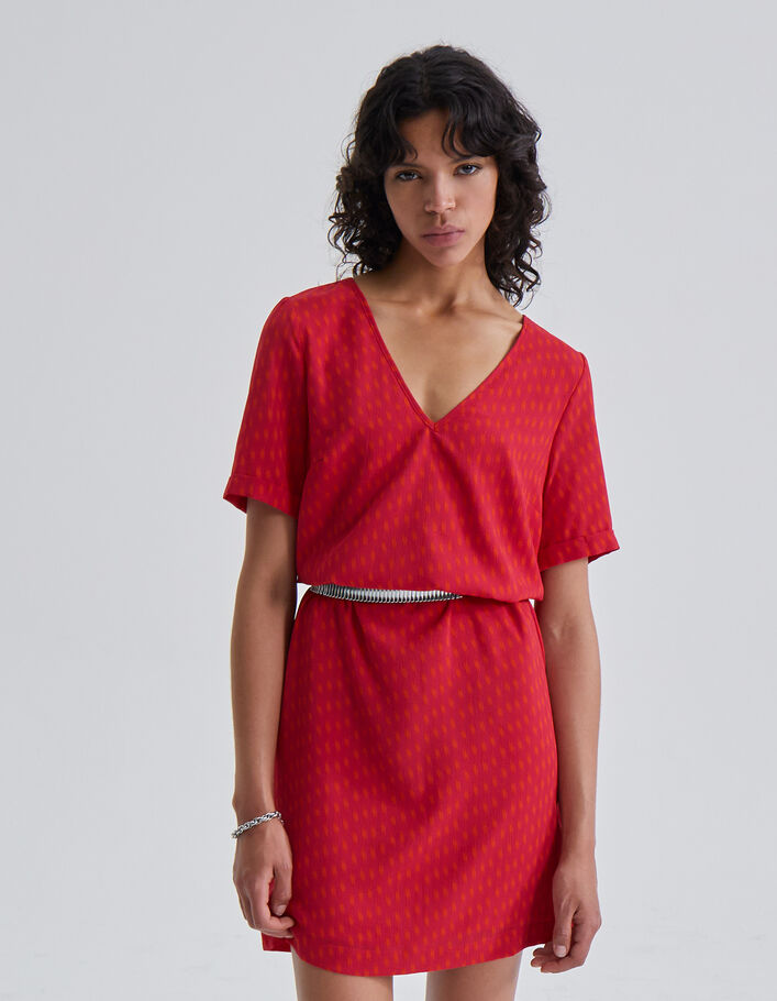 Robe droite imprimé fushia femme