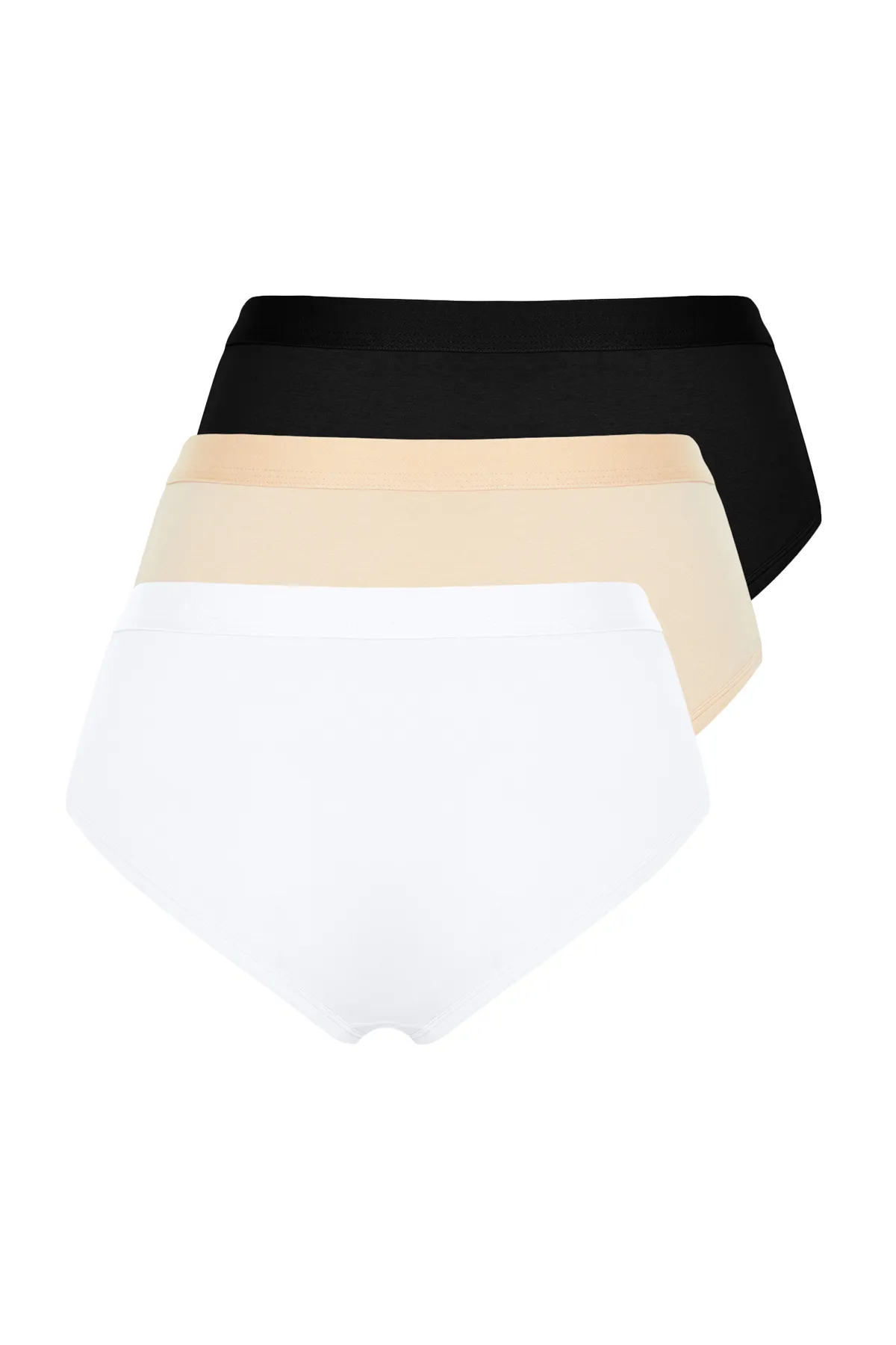 Trendyol Collection  Schwarz-Weiß-Haut 3er-Pack Baumwoll-Culotte-Strickhöschen THMSS24KU00005