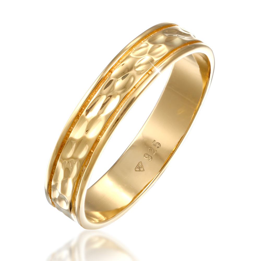 Elli PREMIUM Elli PREMIUM Bague Femmes Bande Couple Partenaire Mariage Texturée en Argent Ster Bague