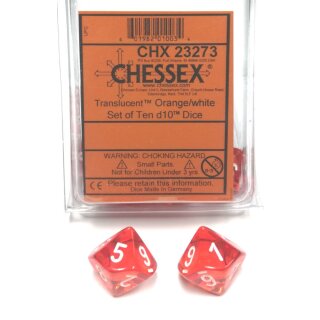 Orange w/white translucent Ten d10 Sets