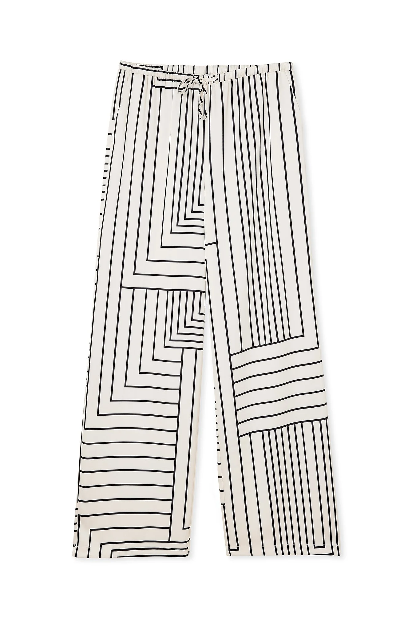 Satin-Hose mit elastischer Taille und mittelhohem Bund