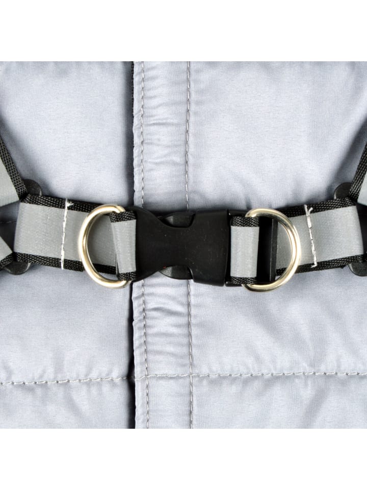 dynamic24 Hunde Mantel mit Geschirr Winterjacke  in grau günstig kaufen 35