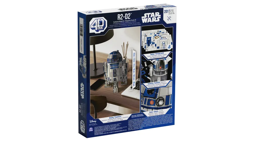 Spin Master - 4D Build - Star Wars R2-D2 - detailreicher 3D-Modellbausatz aus hochwertigem Karton, 201 Teile