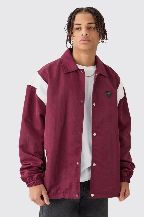 Oversize Nylon-Jacke mit PU-Einsatz