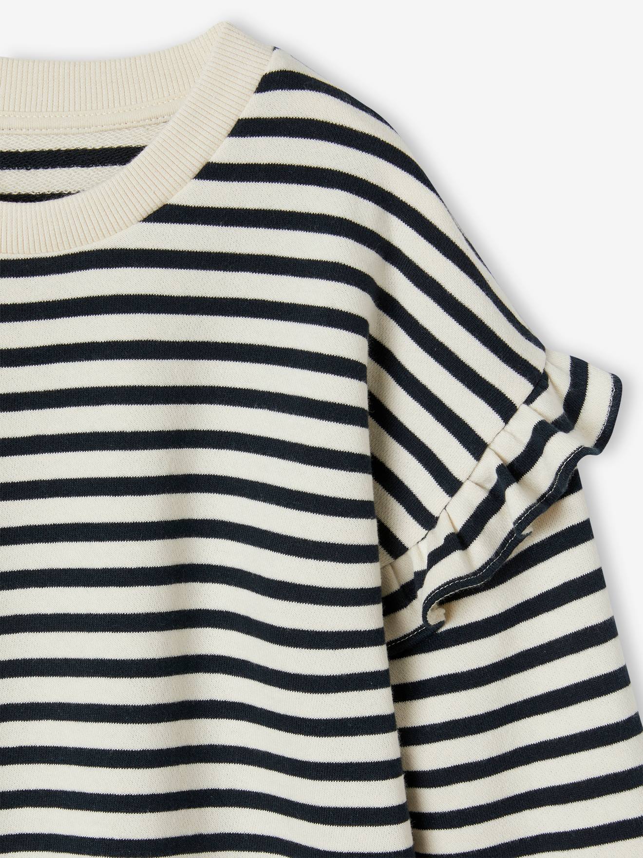 Vertbaudet Mädchen Sweatkleid mit Streifen Oeko-Tex - grau gestreift