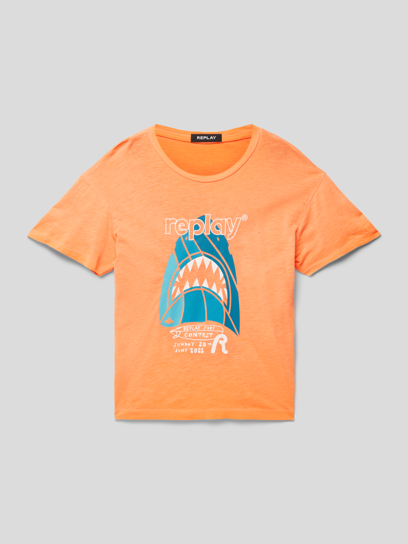 T-Shirt mit Label-Print in orange