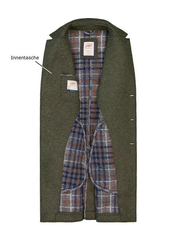 BOB, Mantel, Woll-Stretch ungefüttert, militare