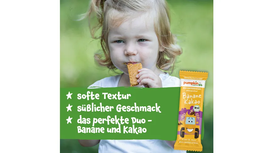 pumpkin organics Bio Haferriegel mit Banane & Kakao 20 g