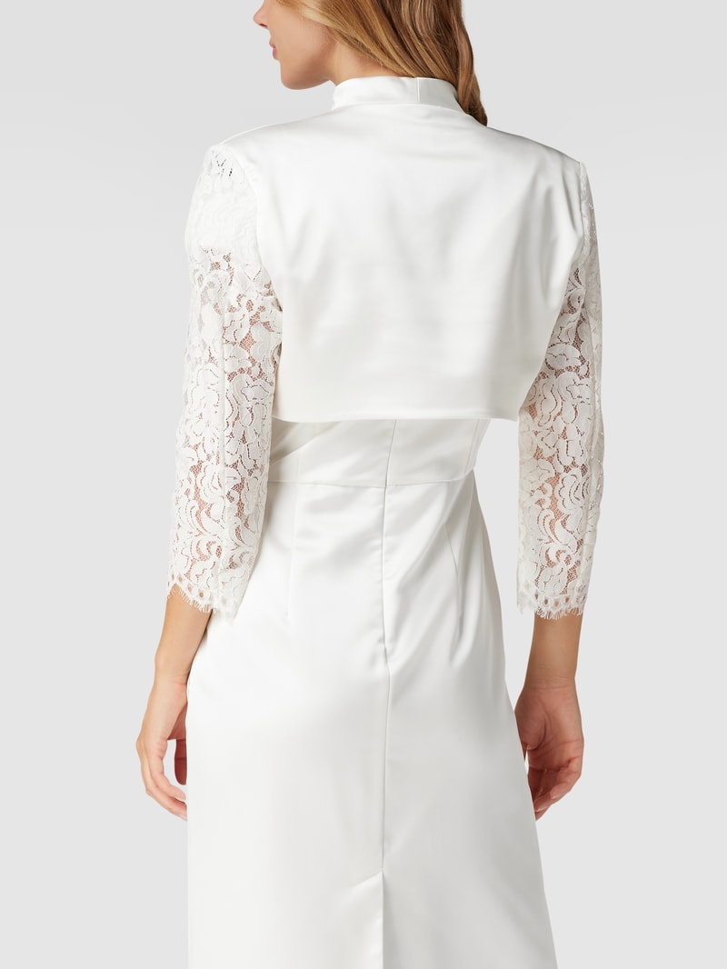 Cocktailjacke mit floralen Stickereien in offwhite