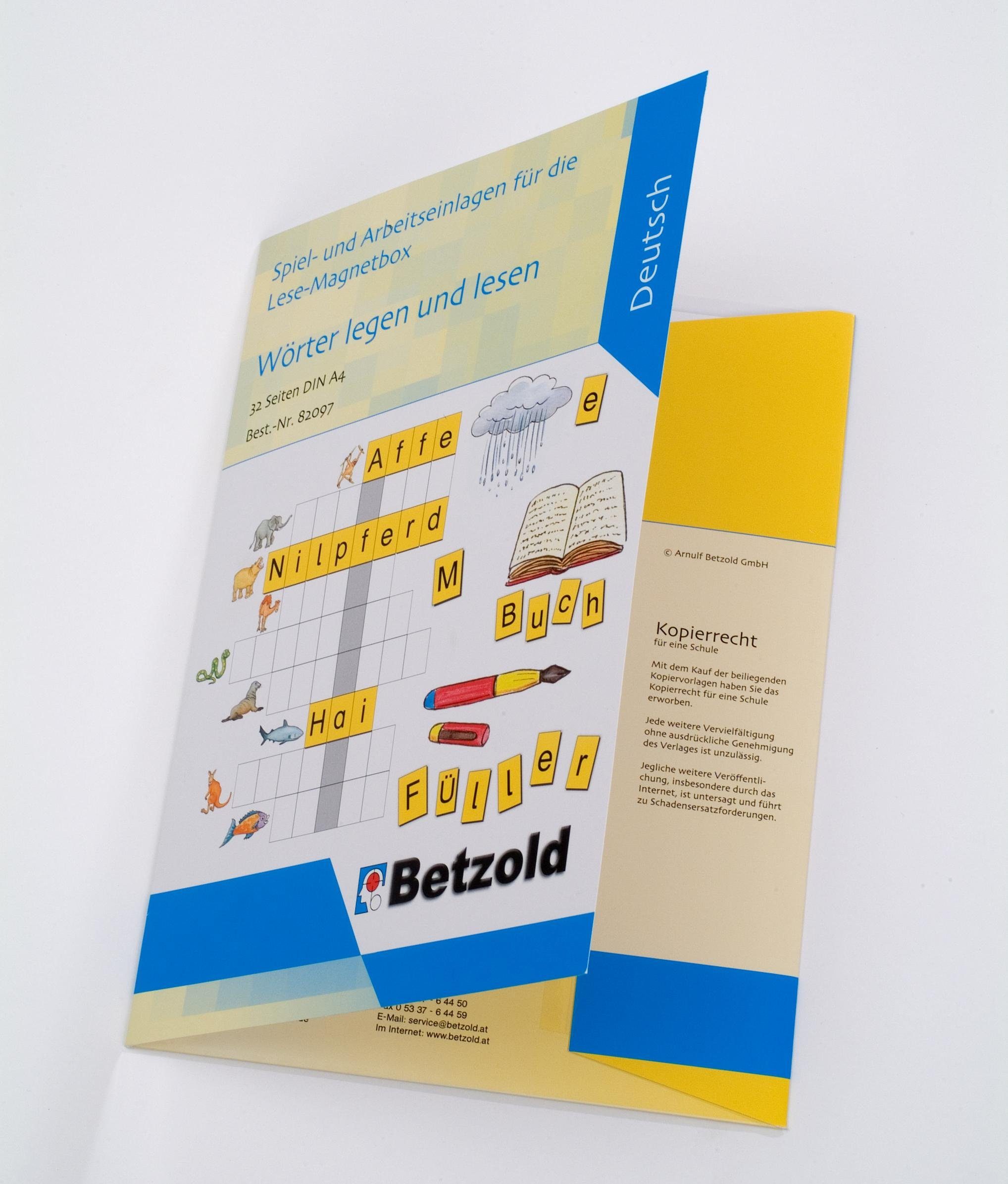 Betzold Lernspielzeug Lese-Magnetbox Sprachförderung 213 Buchstaben + 32 Arbeitsblätter
