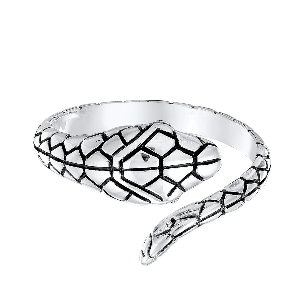 KUZZOI KUZZOI Bague Hommes Ouvert Serpent Force Sturukturiert en argent sterling 925 Bague