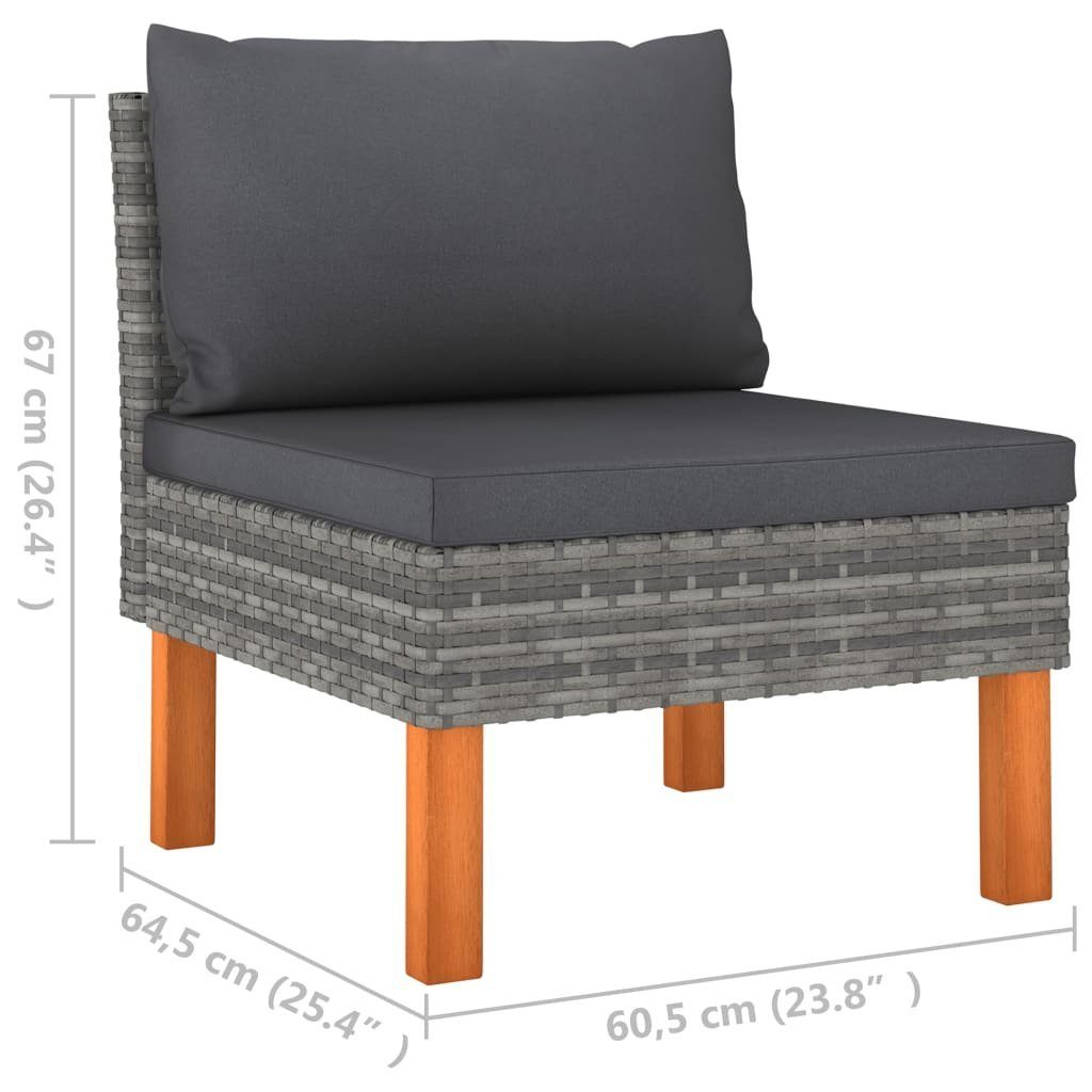 vidaXL Loungesofa 3-tlg. Garten-Lounge-Set Poly Rattan und Massivholz Eukalyptus, 1 Teile