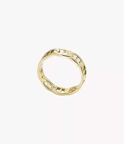 Fossil Ring Heritage D-Link Edelstahl goldfarben