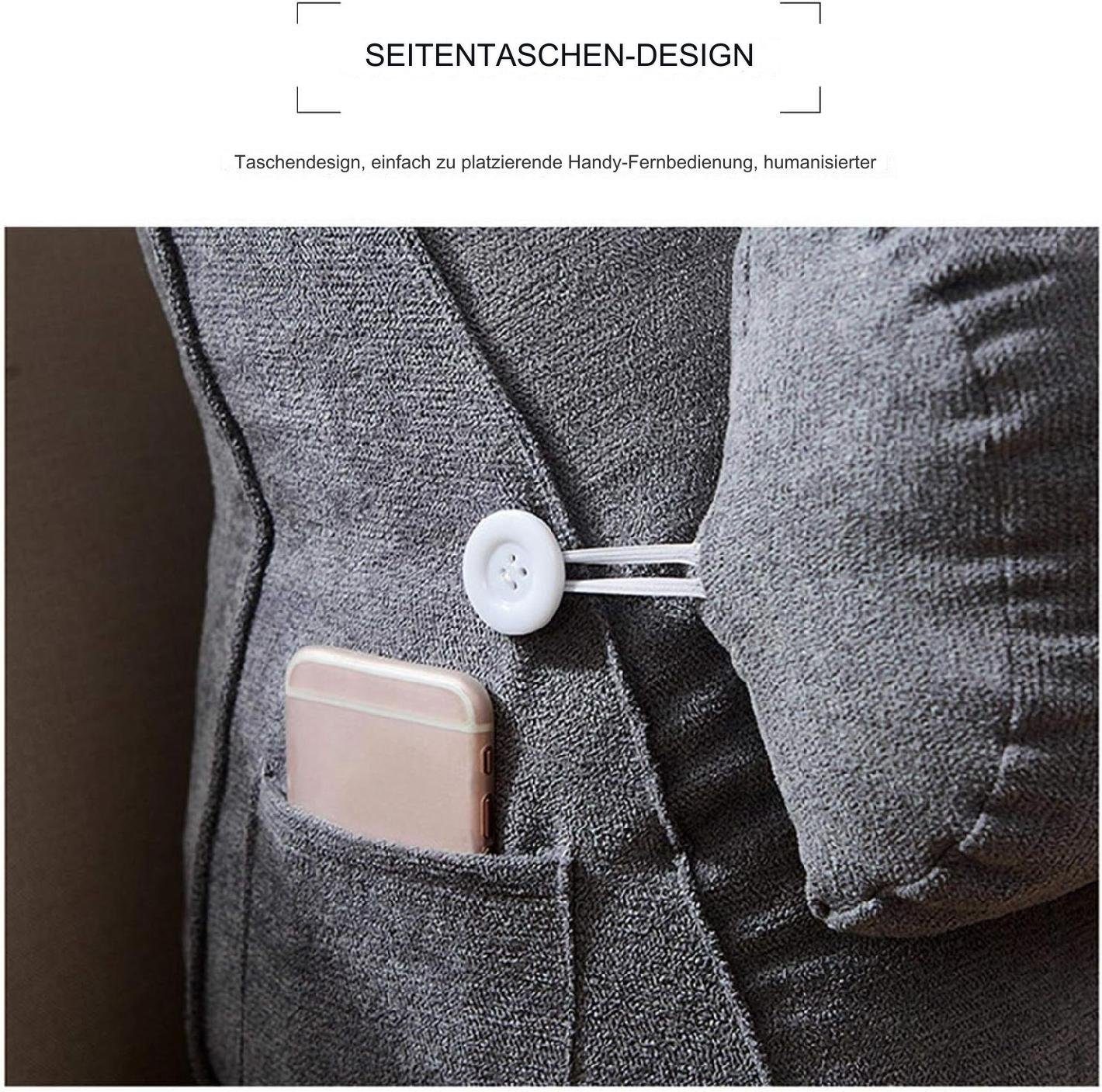 Einemgeld Rückenkissen Keilkissen Sofakissen mit Nackenkissen, Rückenkissen mit Seitentasche