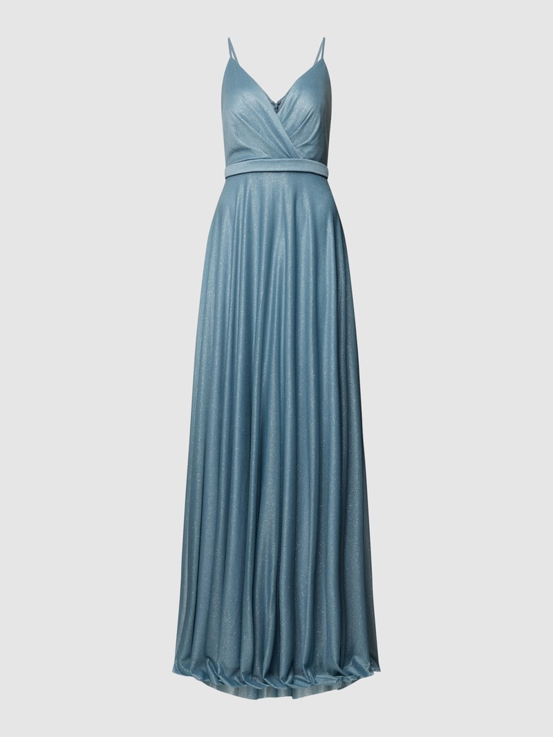 Abendkleid in schimmernder Optik in ozean blau