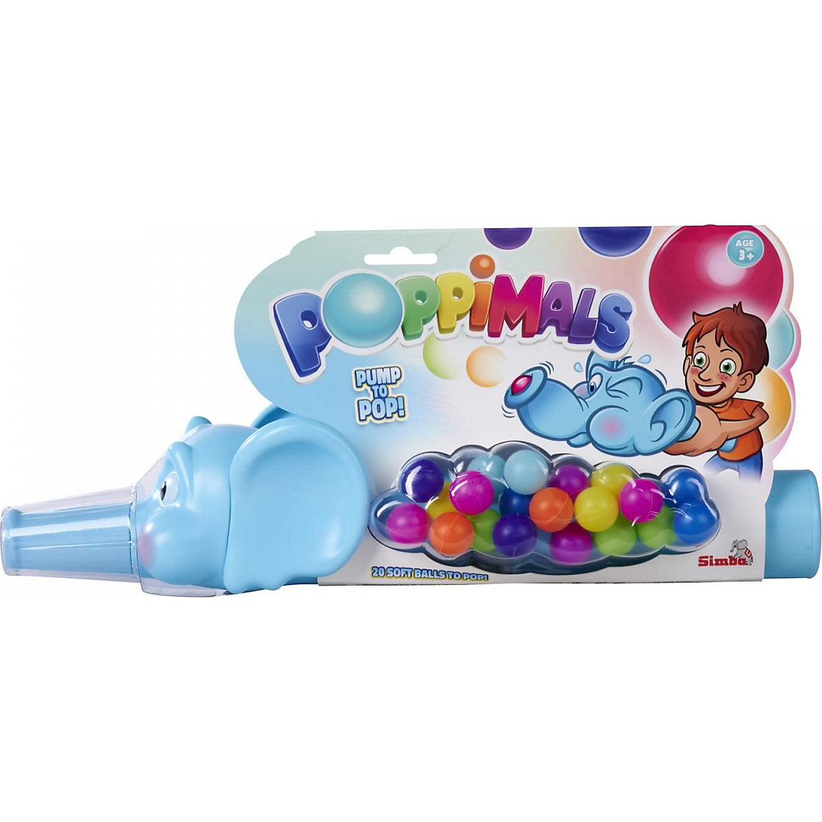 Poppimals Elefant inkl. 20 Bällen - lustige Ballkanone