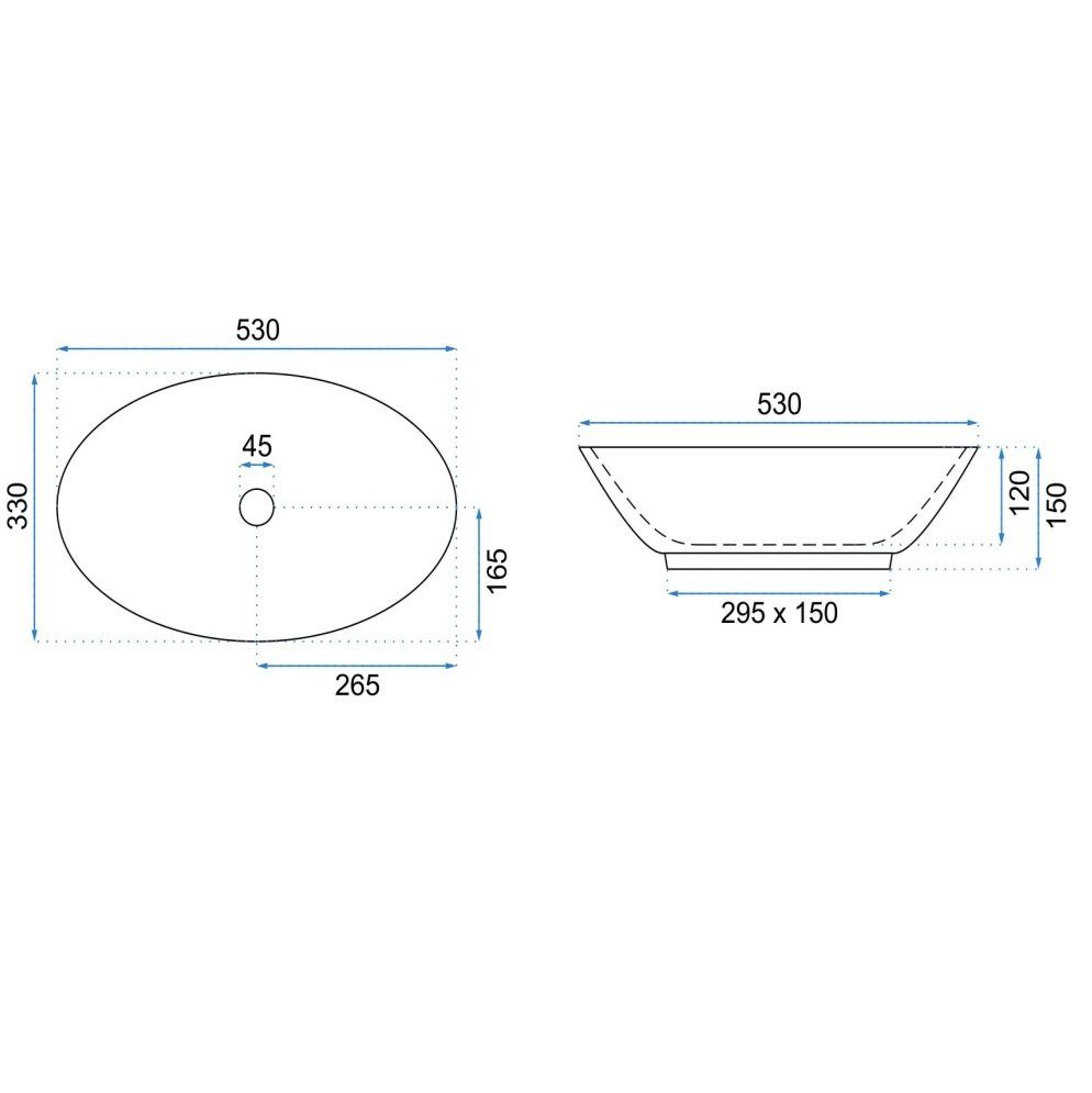 Badezimmer Rea Aufsatzwaschbecken Waschbecken Marmor Optik 53x33cm Pamela Aiax