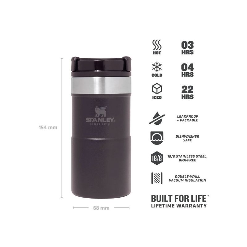 Thermo-Fahrradflasche, Stanley Classic Neverleak Travel Mug 8.5oz \/ 250ml Matte Black Pebble