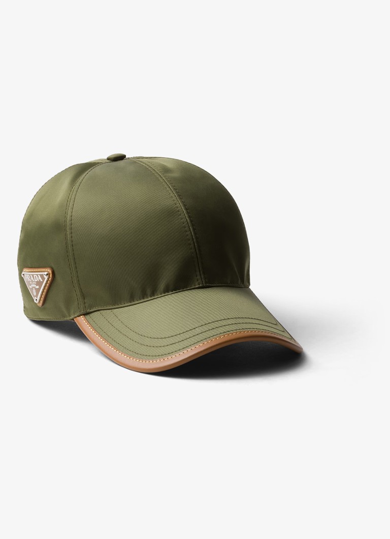 Prada Re-Nylon baseball cap with logo and leather details