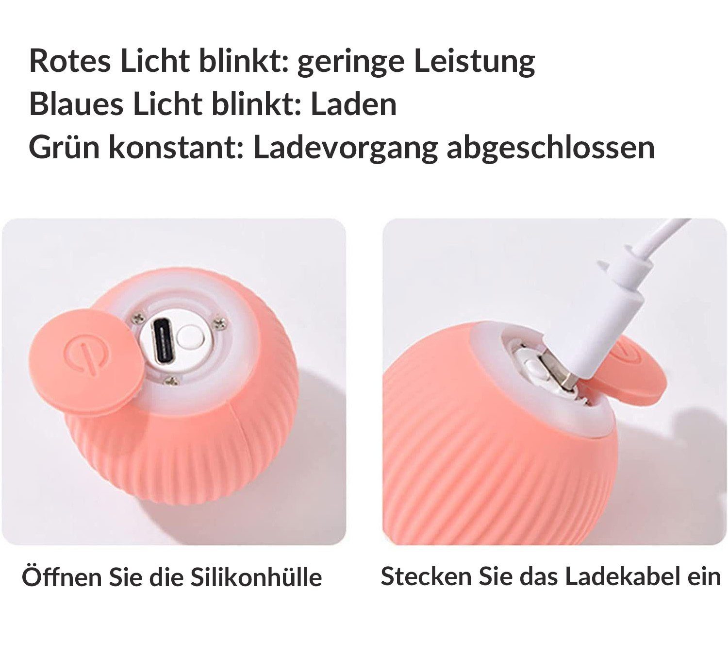 Tier-Intelligenzspielzeug Interaktives Katzenspielzeug Ball, Katzenball mit LED-Licht, USB Wiederaufladbares, 360° Selbstdrehender Elektrisch Ball für Katzen