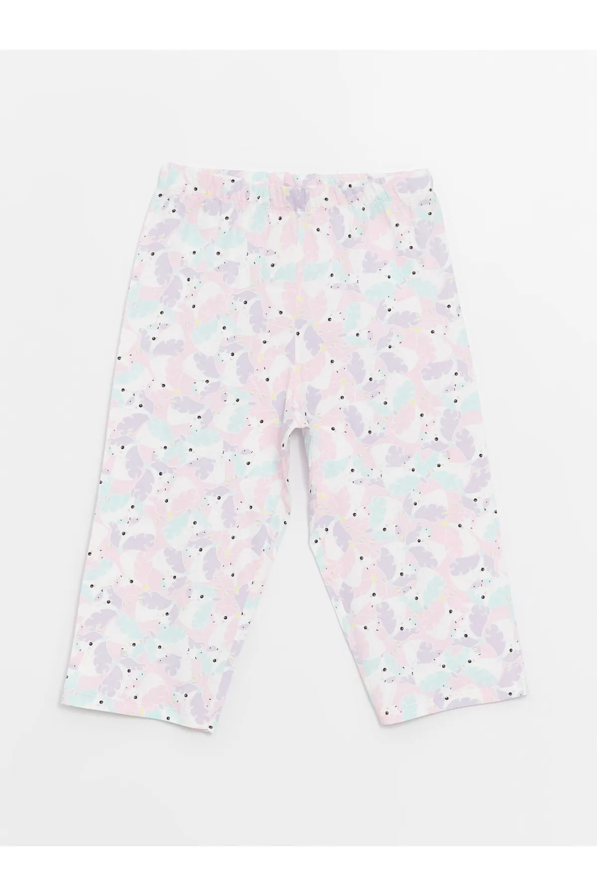 LC Waikiki  Bedrucktes Kurzarm-Pyjama-Set für Mädchen mit Rundhalsausschnitt