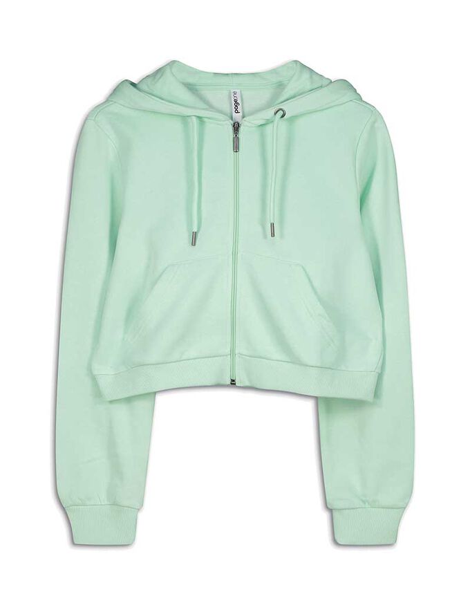 Cropped Sweatjacke - einfarbig