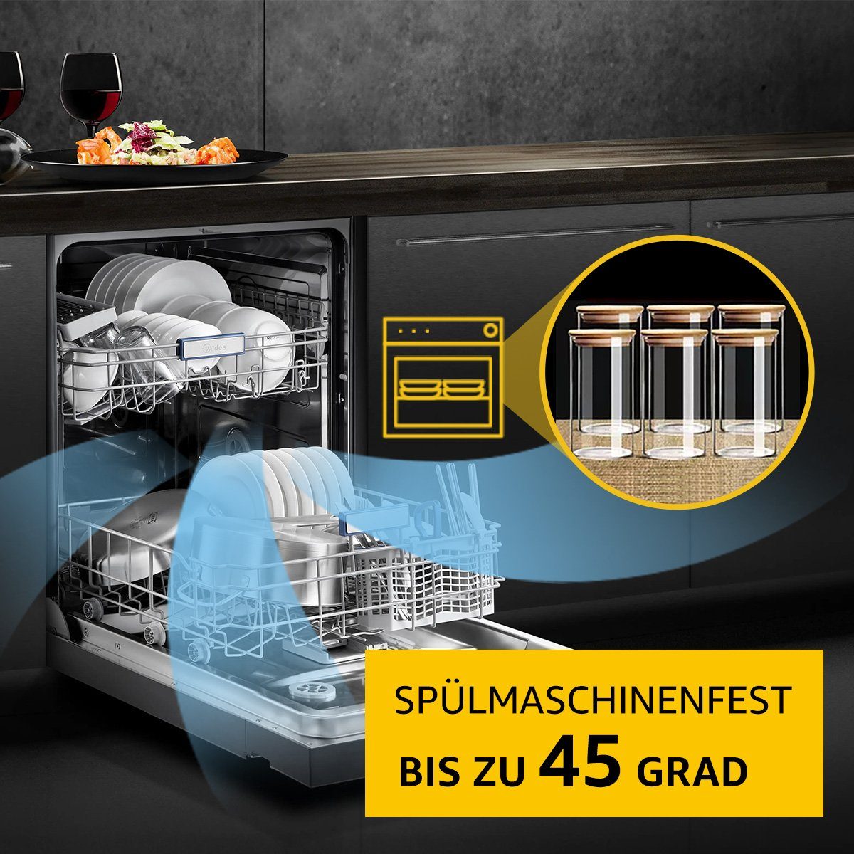 7Magic Vorratsglas, 3 Stk., 2000ml Vorratsdosen, für Spagetti, Nudeln, Körner