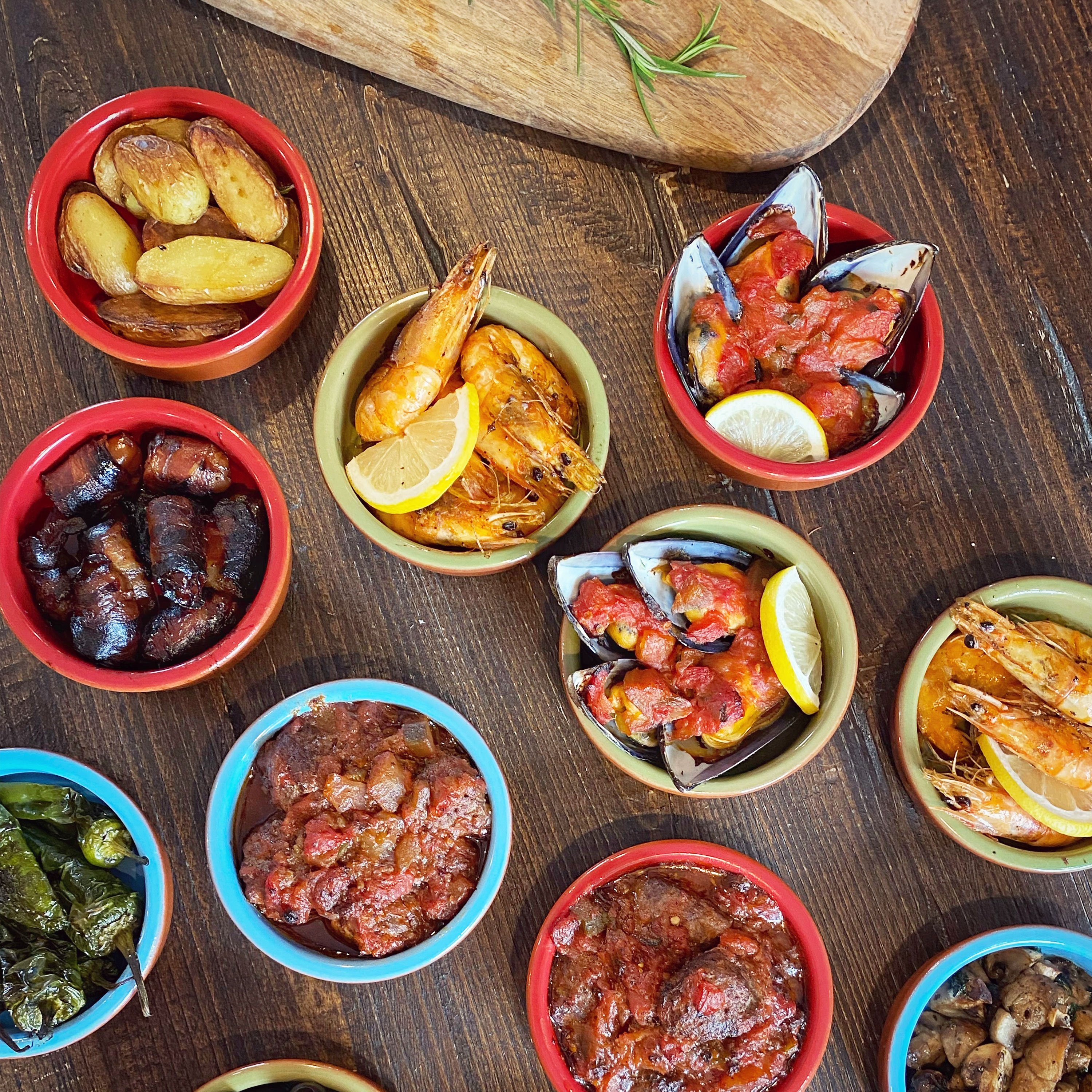 ToCi Tapas-Schale Tapas Schalen Auflaufformen-Set aus Ton Ø11,5 cm, Cazuela Braun Bunt