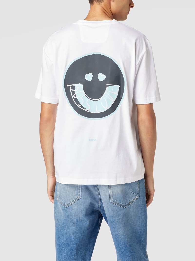 T-Shirt mit Label-Print Modell 'Tiraxart' in weiß