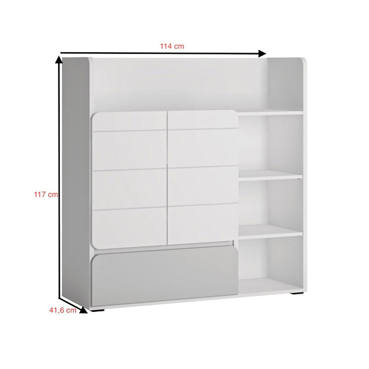 Bücherregal Regalschrank Albi 114x41x117cm grifflos 2-türig