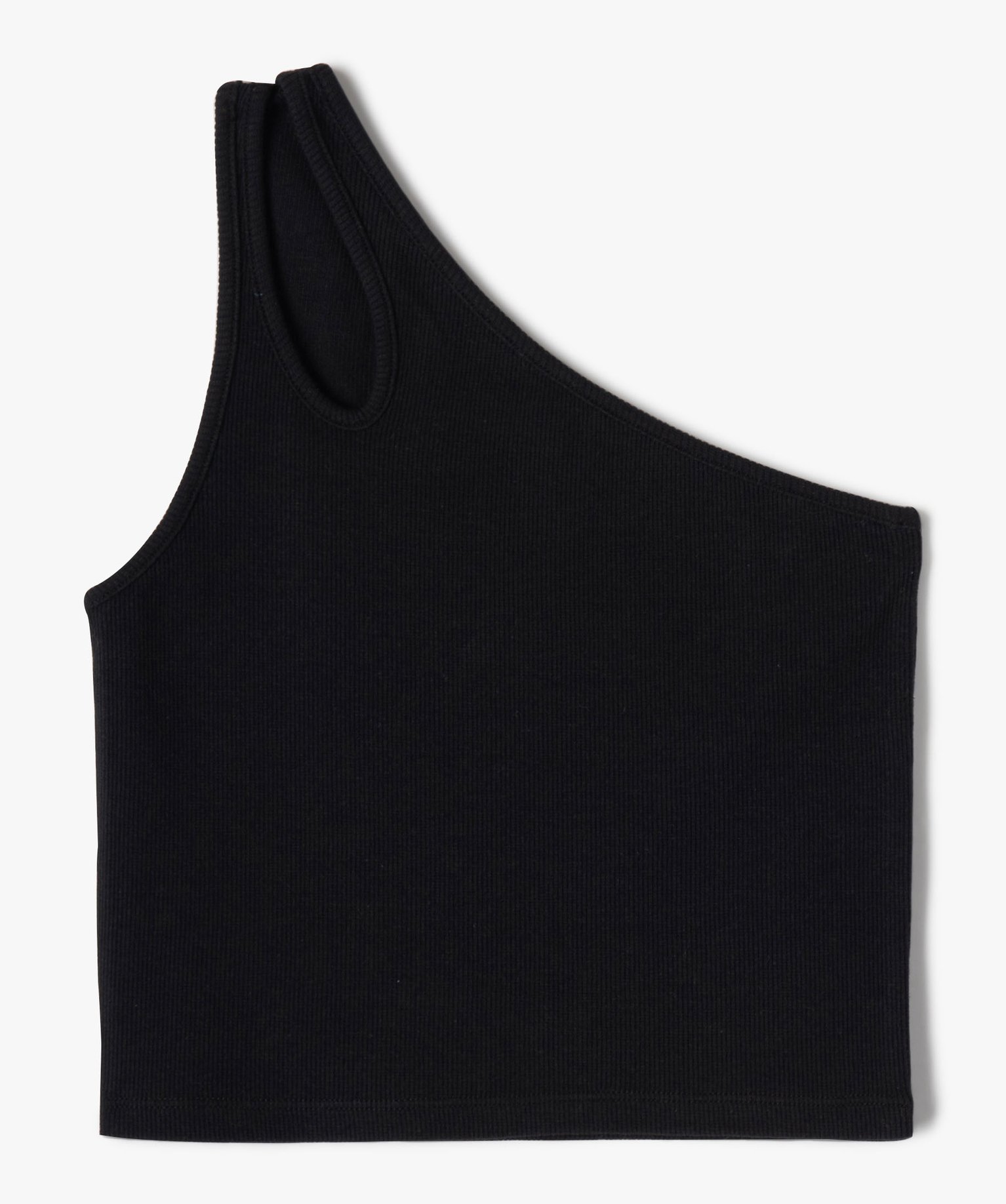 Débardeur fille coupe courte et asymétrique noir | GEMO