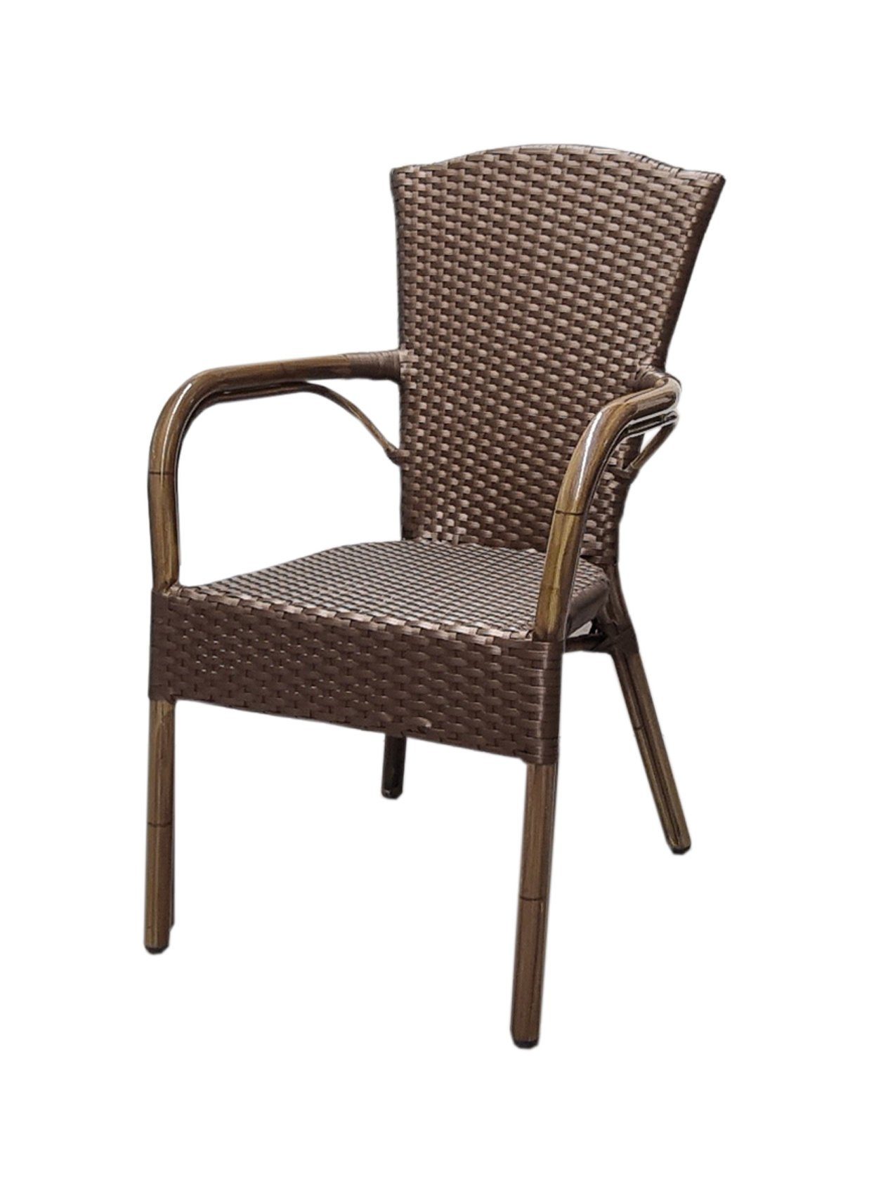 Konway Stapelstuhl COLOMBO (4 St), 4x KONWAY® COLOMBO Stapelsessel Mokka Premium Polyrattan Sessel