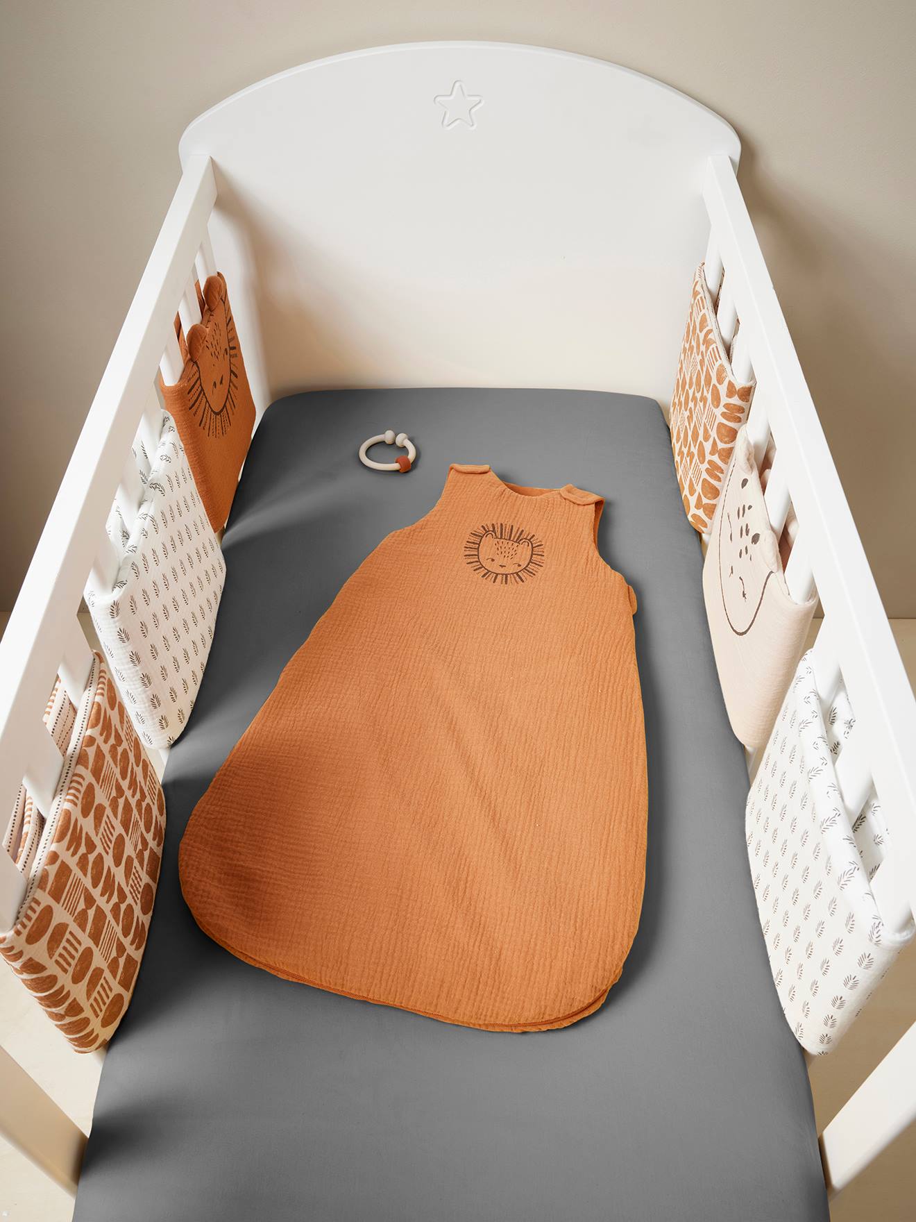 Vertbaudet Ärmelloser Baby Sommerschlafsack ETHNIC Oeko-Tex - ocker