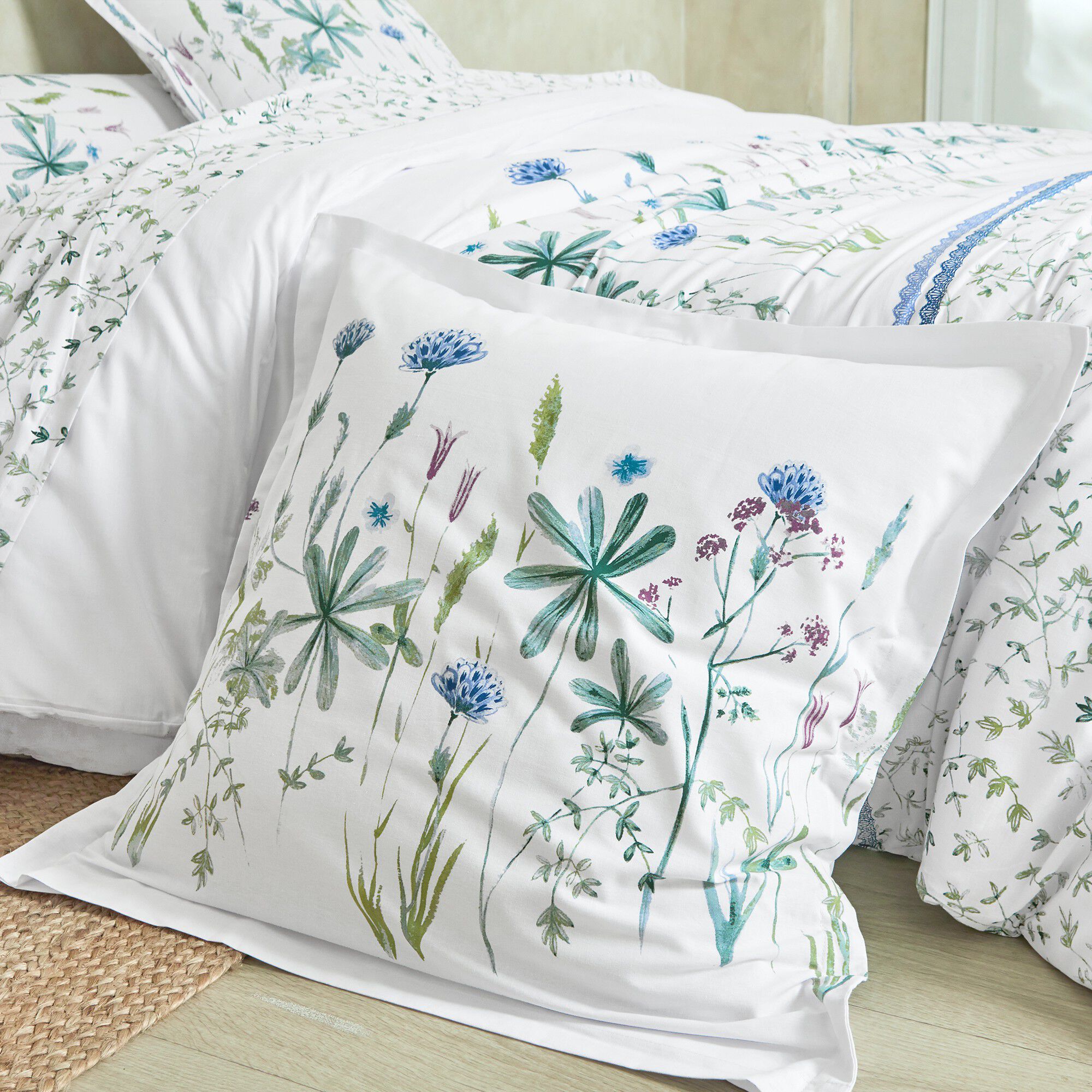 Linge de lit Julie en coton imprimé herbier