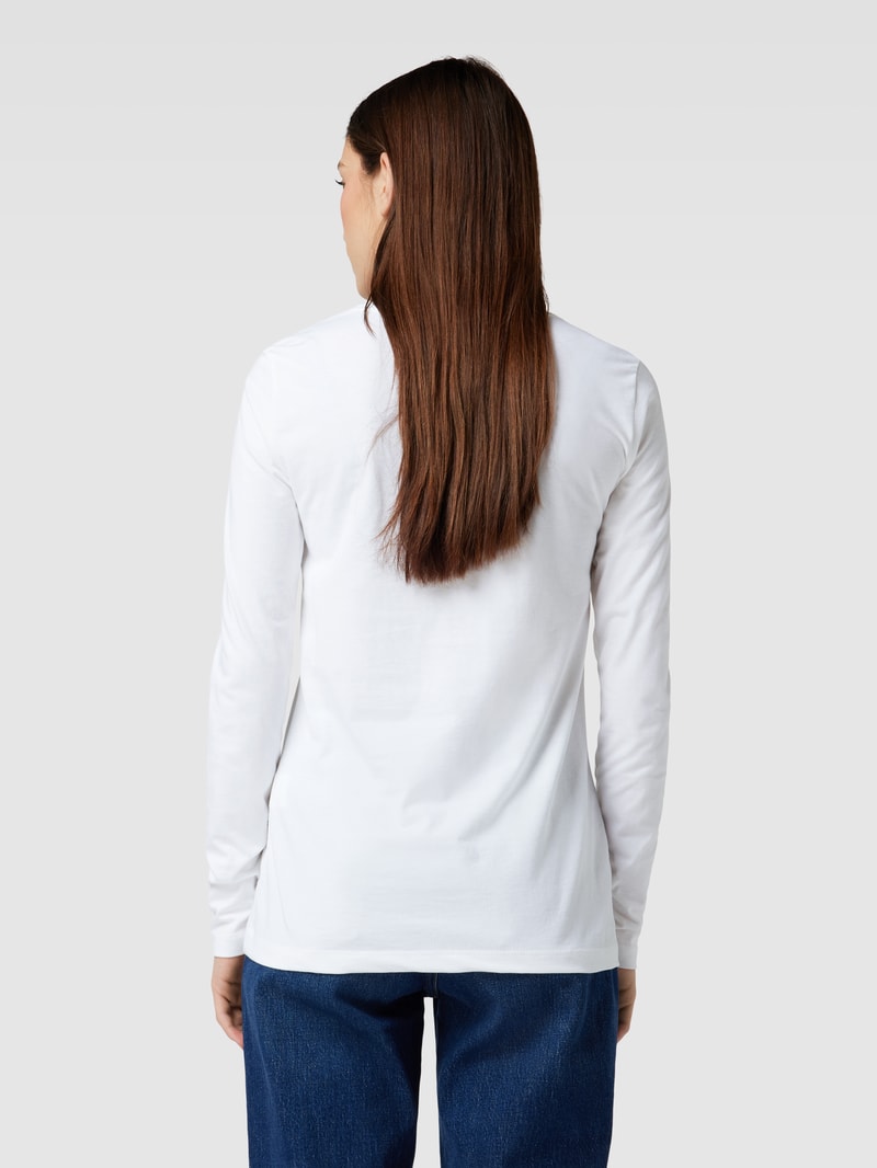 Longsleeve mit geripptem Rundhalsausschnitt  in weiss