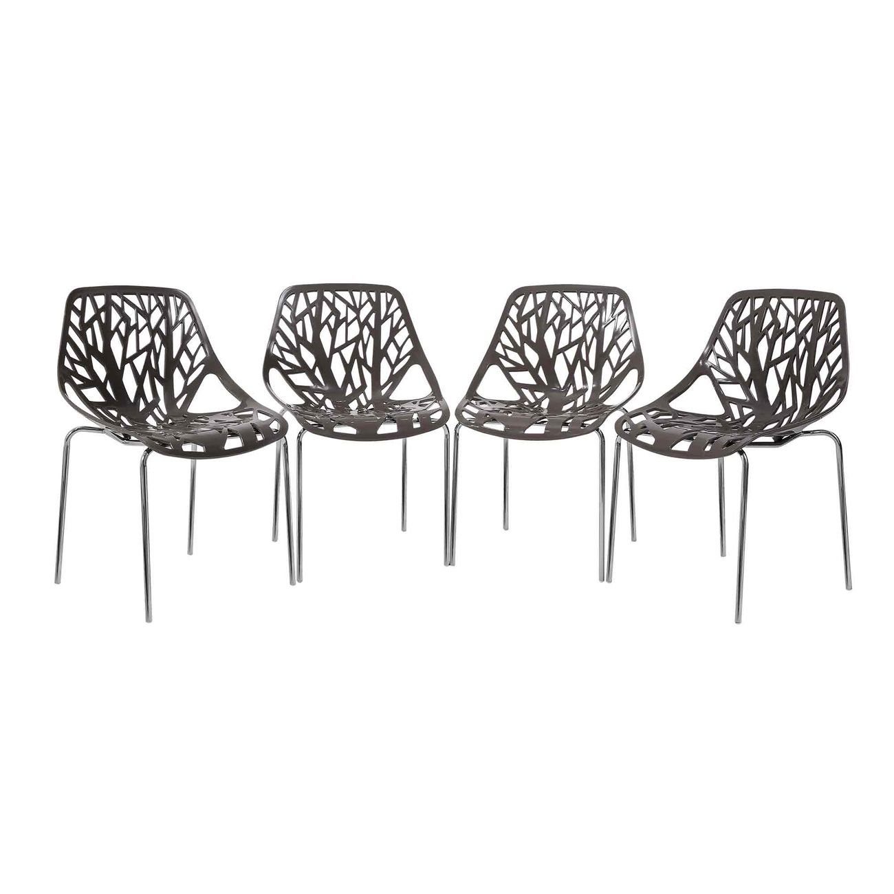 Makika Esszimmerstuhl Retro Stuhl Design-Stuhl - CALUNA 4er Set in Grau