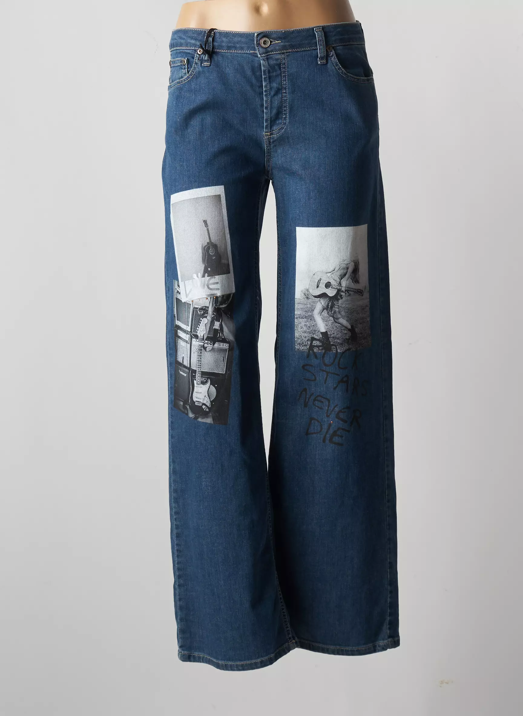 Please Jeans Coupe Large Femme couleur bleu