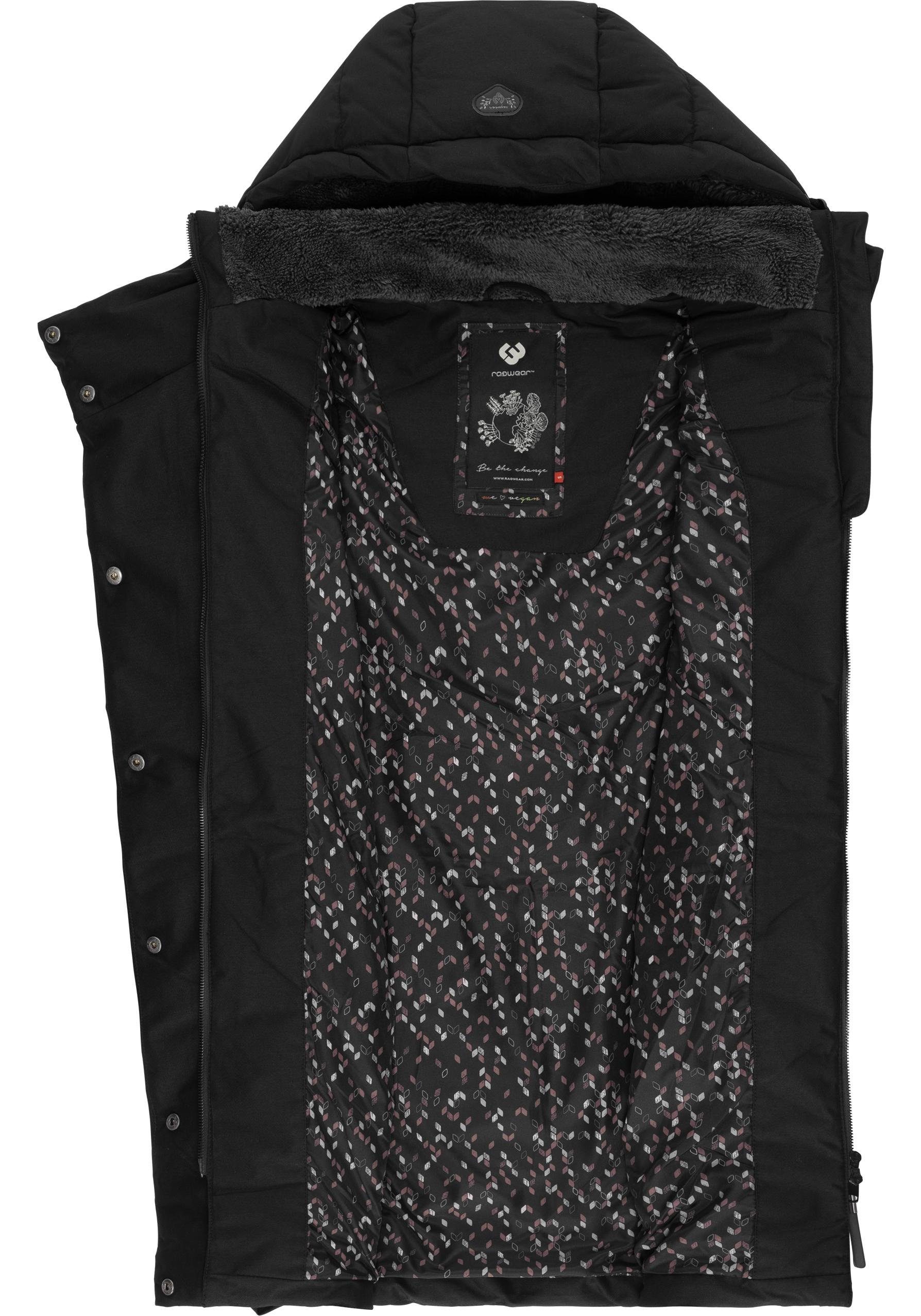Ragwear Steppweste Pavla Vest stylische Winterweste mit Teddyfutter und Kapuze