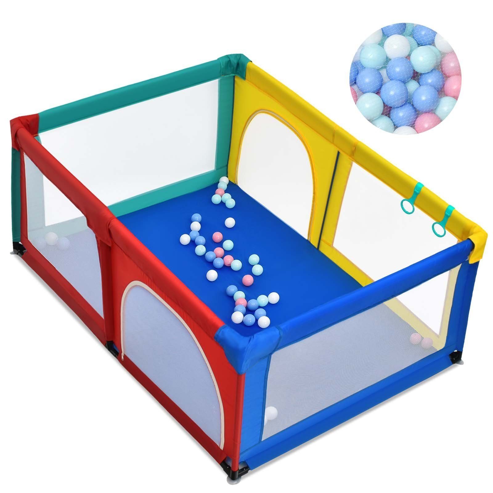 KOMFOTTEU Laufstall Baby, mit 50 Spielbällen, 120x190cm