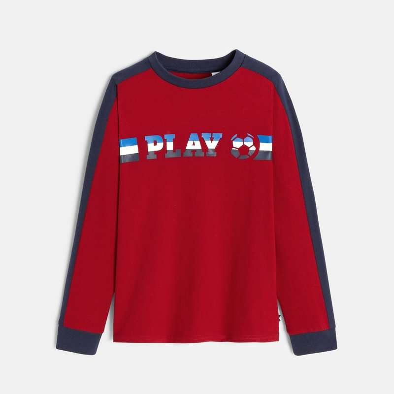 T-shirt manches longues foot rouge garçon