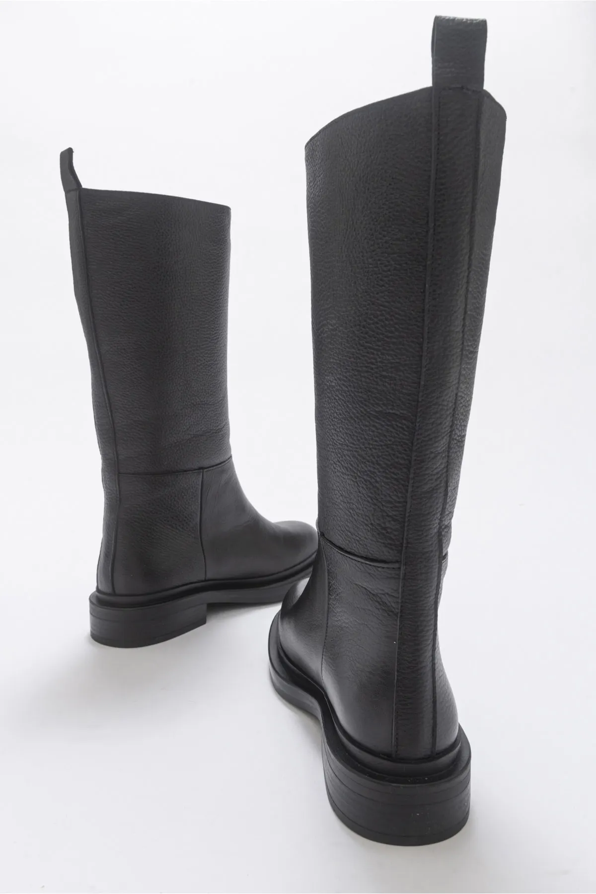 LuviShoes  Tempo Black Floater Damenstiefel aus echtem Leder