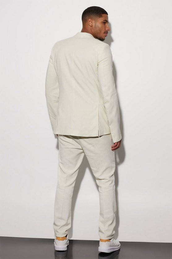 Tall zweireihige Slim-Fit Leinen Anzugjacke