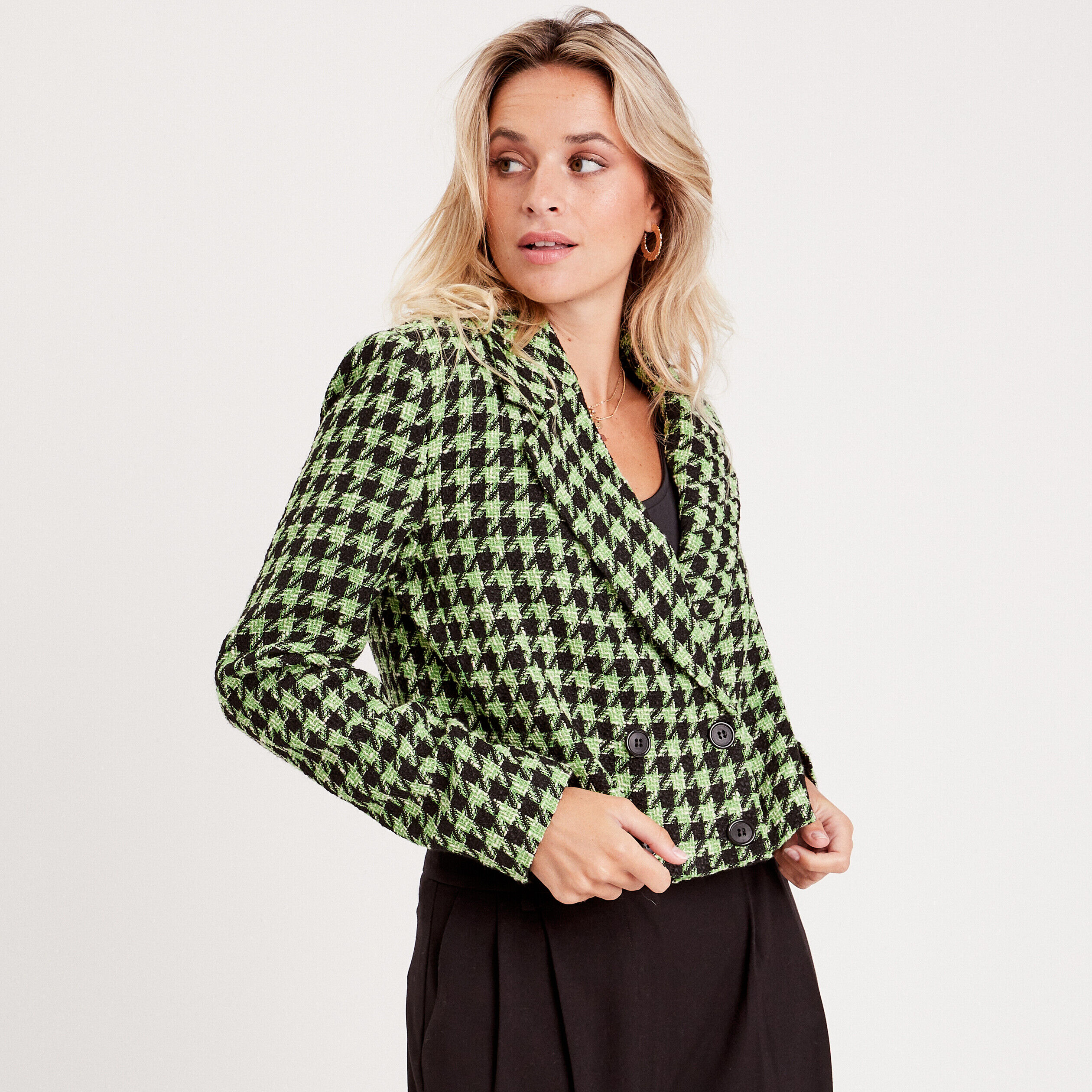 Veste droite avec boutons noir femme | Cache Cache