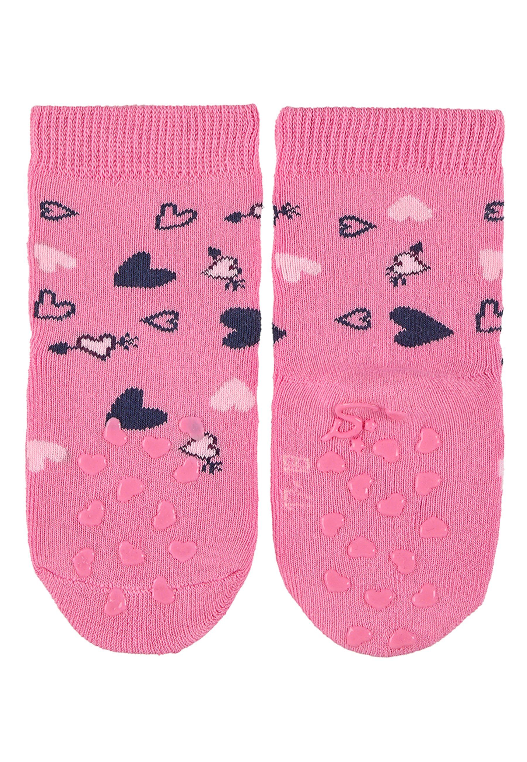 Sterntaler® Basicsocken ABS-Krabbelsöckchen Katze + Herz, 2er-Pack (2-Paar, 2er Pack Babysocken mit Anti-Rutsch-Sohle) Krabbelsocken mit Noppen an der Sohle, ABS- Socken mit süßen Motiven