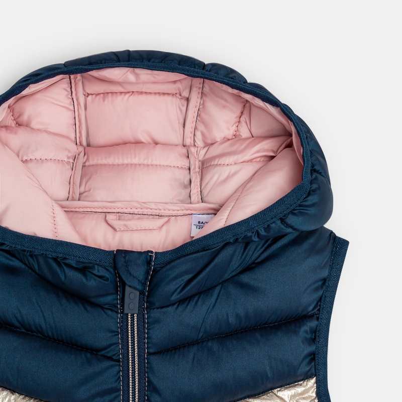 Doudoune sans manches rose et doré Fille