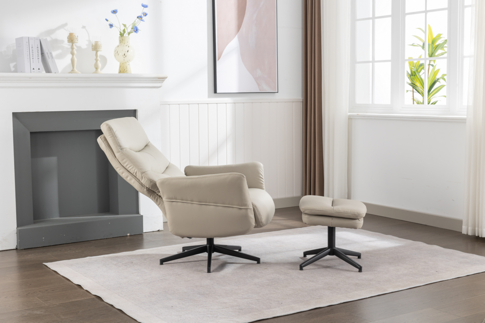Happy Home Happy Home gepolsteter Relaxsessel mit Hocker HWP62-BEI beige