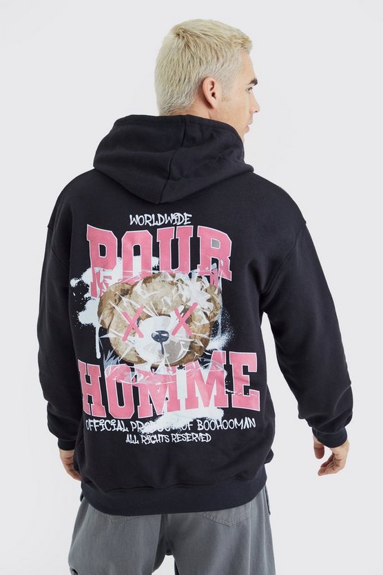 Oversize Hoodie mit Pour Homme Bear Print