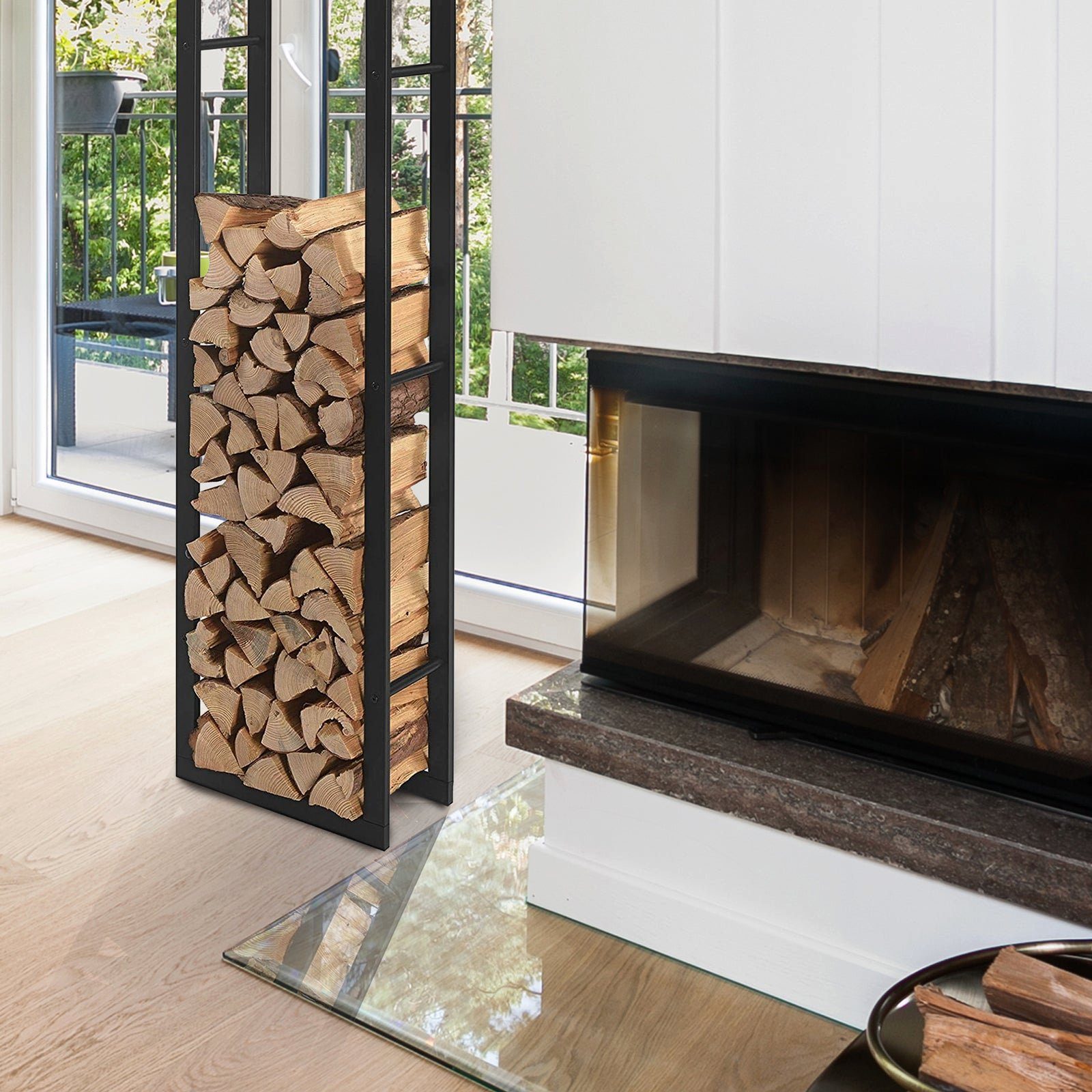 Karat Kaminholzregal Erhältlich in 3 Größen, Holzregal, Holzvorrat, BxTxH:40x25x150 cm, Für den Innen- und Außenbereich geeignet