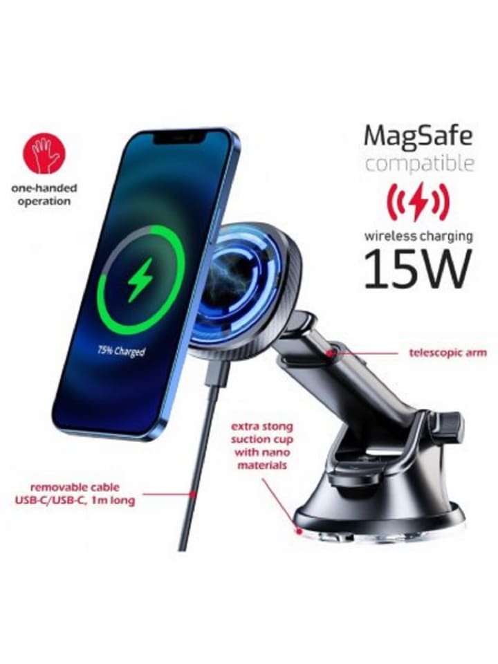 Swissten 15W Drahtloser Ladehalter Magnetischer Auto-Halter in schwarz günstig kaufen 20 cm