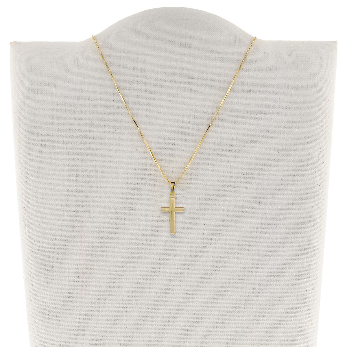 Kreuz-Anhänger für Kinder Gold 585 (14 Kt.) + Plattierte Kette Halsketten